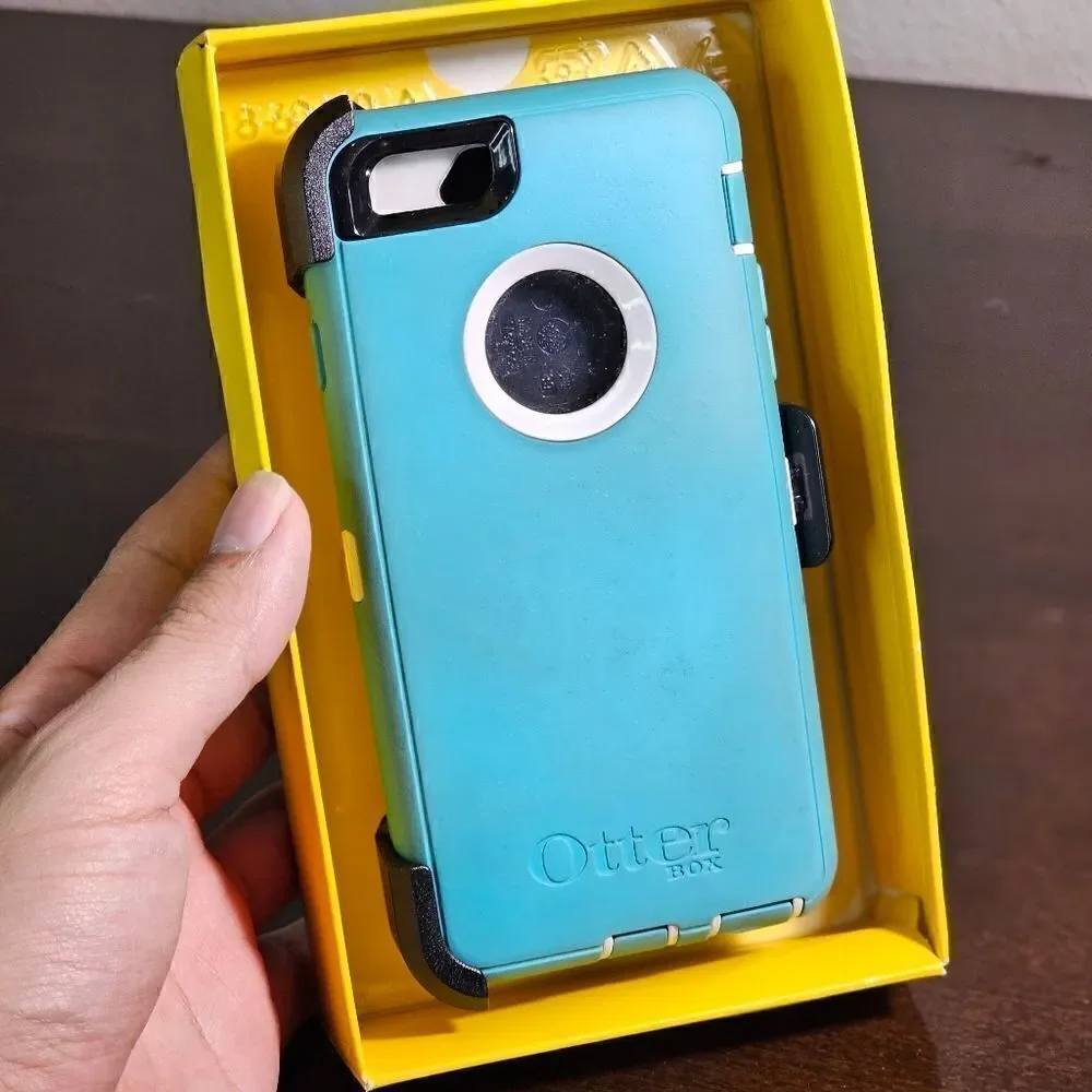 Otterbox iPhone 6 6S Phone Protective Case Light Blue Brand White Clip Holster